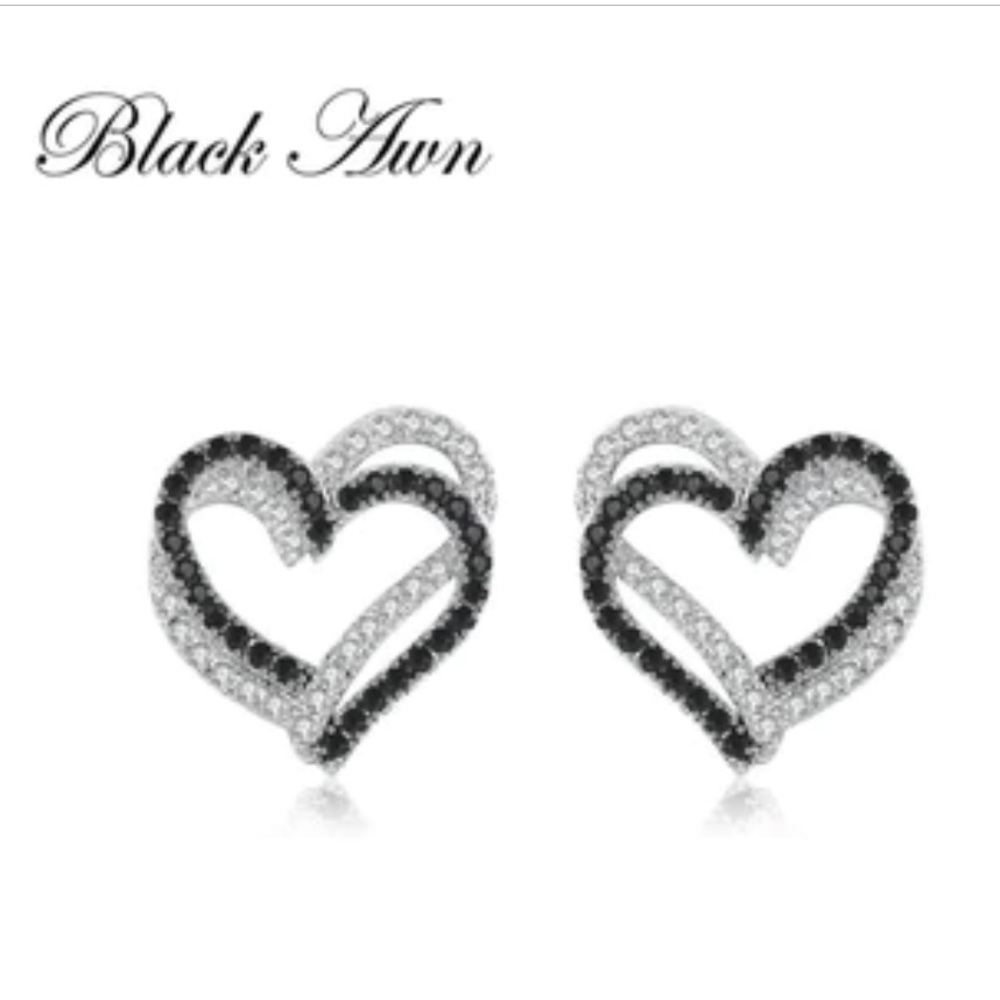 925 Sterling Silver Double Heart Earrings